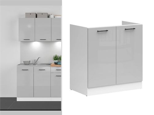 Corner Kitchen Cabinet Set Complete DIY Fitted 11 Units Light Grey Gloss Junona — image 14