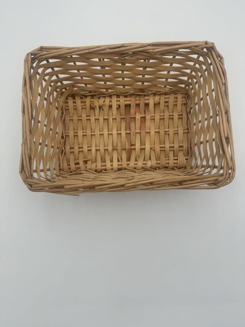 Rectangular Woven Wicker Storage Basket Natural Wood Decorative Tray 11" x 4.9" — image 8