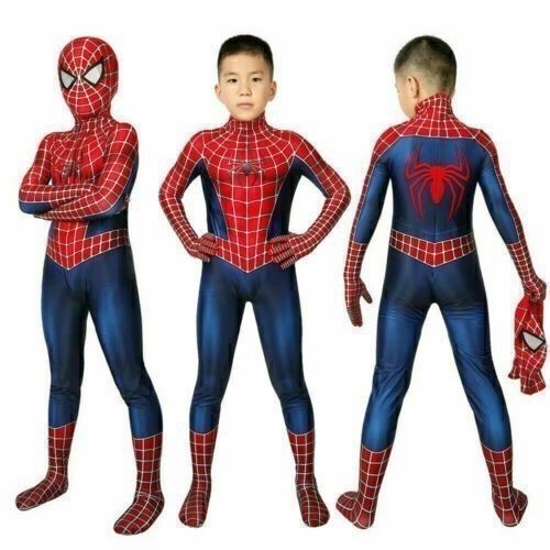 2026✨Spider-Man Cosplay Costume Boys Tobey Maguire Outfit Jumpsuit Fancy Dress