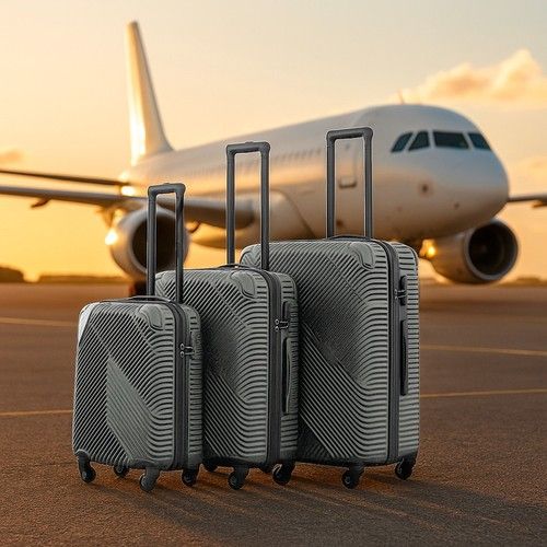 Neo Luggage Suitcase Set 3 Piece Hard Shell ABS Expandable Handle Inbuilt Lock