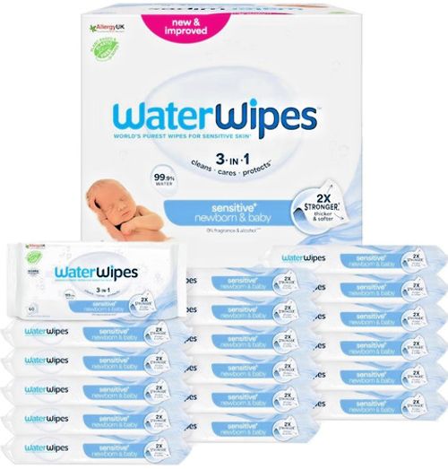 WaterWipes Plastic-Free Original Baby Wipes 1080 Count 18 packs 99.9% Water