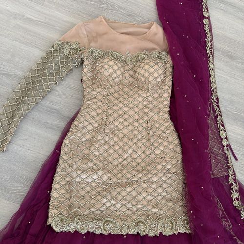 Mongas Indian Beige And Pink Lahenga — image 9