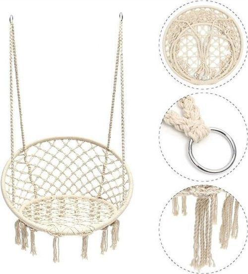 Hanging Macrame Hammock Chair Cotton Woven Rope Indoor Outdoor Swing Chair Seat