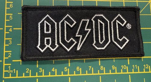 AC/DC White On Black Woven Sew Or Iron On Patch Officially Licensed