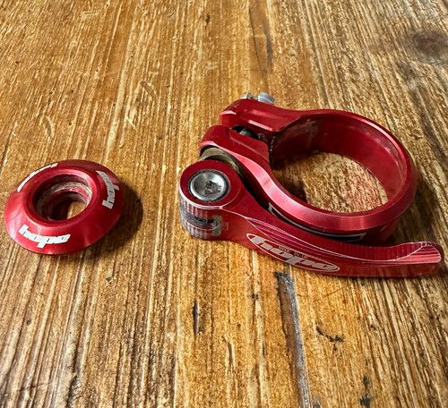 Hope Technology Seatpost Clamp 36.4mm Red + Matching Headset Top Cap Bundle