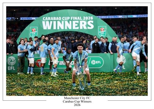 Man City FC 2026 Carabao Cup Winners Poster Print Souvenir