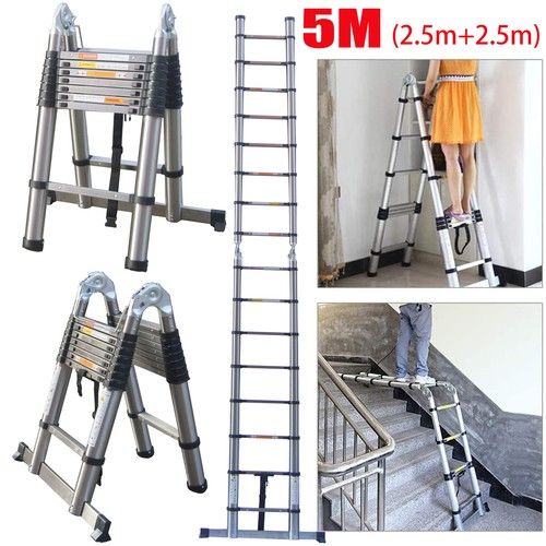 Telescopic Loft Ladder Extendable Collapsible Step Ladders Foldable Heavy Duty