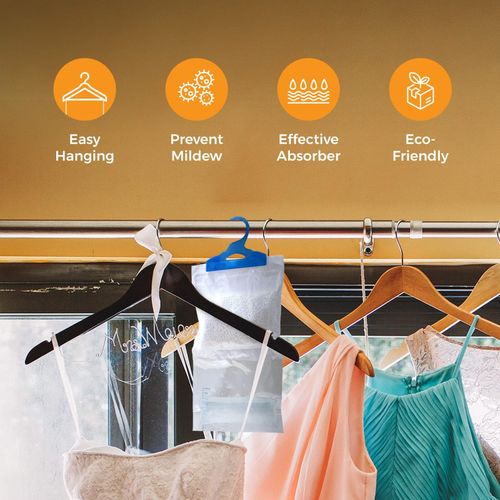 12 Hanging Wardrobe Dehumidifier Bags Damp Mould Moisture Mildew Condensation — image 4