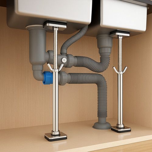 1Pc Undermount Sink Bracket Adjustable Support Rod Kitchen Sink Leg Installation