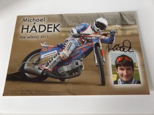 6" x 4" PHOTO CARD SIGNED BY MICHAEL HADEK - SPEEDWAY 2011 PDK MSENO