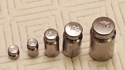 5 PCS 1G 2G 5G 10G 20G GRAMS PRECISION CHROME CALIBRATION SCALE WEIGHT SET KIT