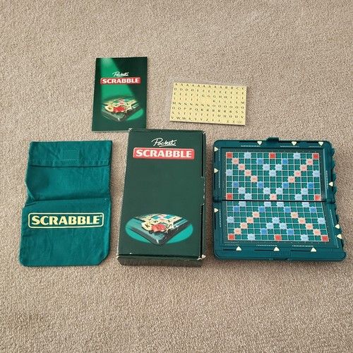 Pocket Scrabble Travel Board Game With Hard Case 2001 Mattel Open But Not Played
