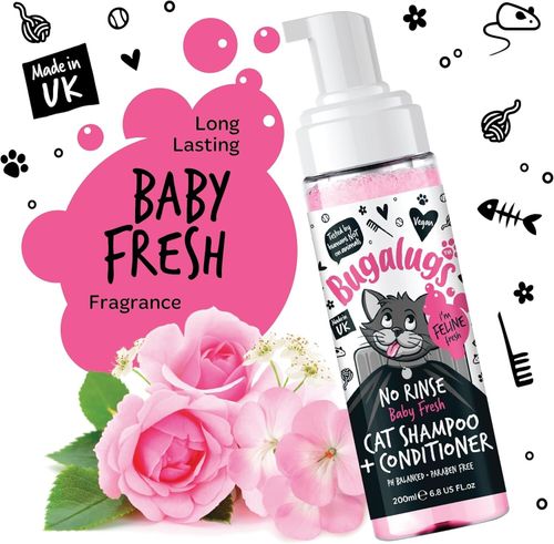 No Rinse Cat Shampoo & Conditioner 200ml Bugalugs Baby Fresh Fragrance Waterless — image 5