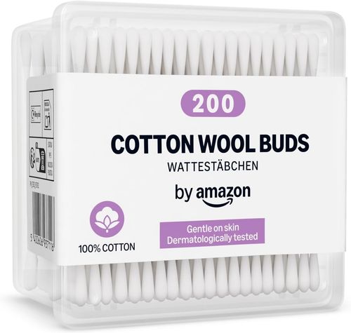 by Amazon Cotton Buds, 100% Cotton, 200 Units — image 1