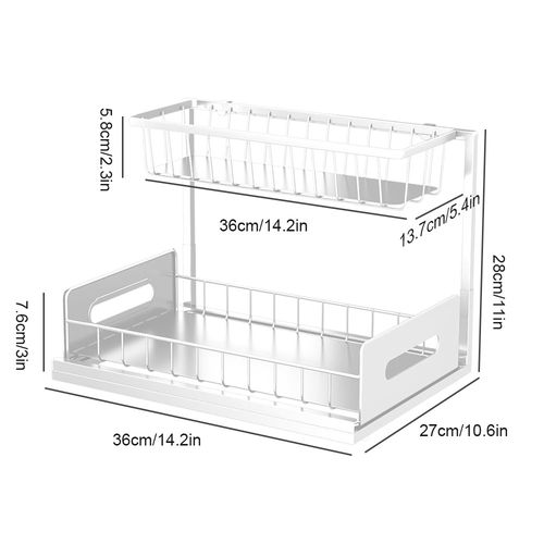 2 Tier Pull Out Under Sink Cupboard Basket Kitchen Organiser Drawer Storage Rack — image 2