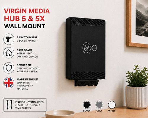 Virgin Media Hub 5 5X Wall Mount Bracket Router Holder Space Saving UK Made