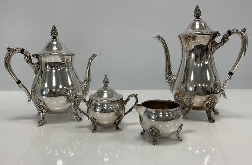 Vintage Viners-Silver Plated Tea & Coffee Pots/Sugar Bowl/Jug Set-Ornate Tea Set