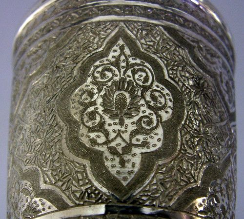 84g PERSIAN SOLID SILVER BEAKER CUP c1940 MIDDLE EASTERN ANTIQUE BARWARE