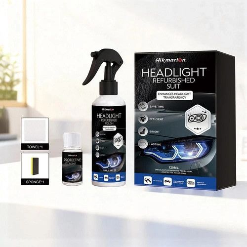 Headlight Restoration Fluid Kit Car Headlamp Cleaner Restorer Coating Spray Kit