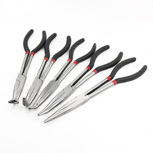 5Pcs 11" Long Reach Nose Pliers Straight Bent Tip Mechanic Equipment Hand Tool — image 14