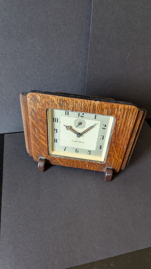 Art Deco Early 20th Century Mechanical Wind Up Smiths Alarm Clock Working Order — image 5