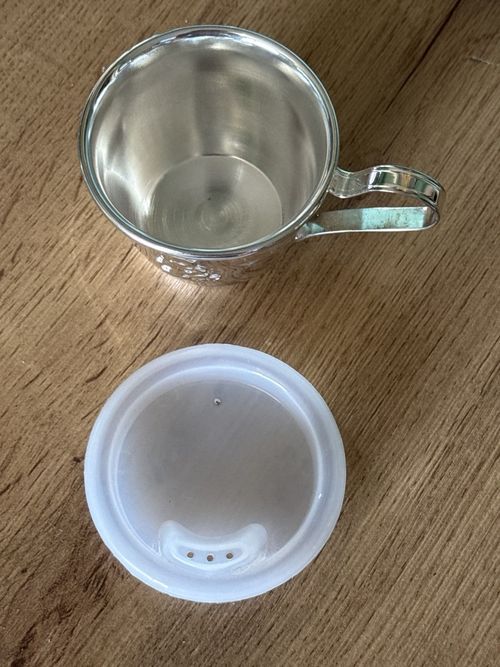 Vintage Teddy Bear Silver Metal Christening Sippy Cups, Egg & Spoon Frame Bundle — image 9