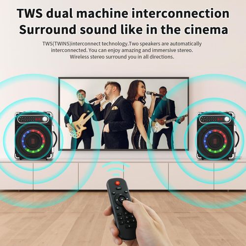 Karaoke Machine with 2 Wireless Microphones,Portable Bluetooth 5.1 Speaker Light — image 7