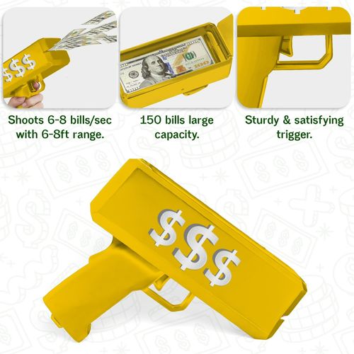 Money Gun GoldCannon Shoot Gun Toy Gift  Game UK Spray Gun + 100 Dollar Notes  — image 11
