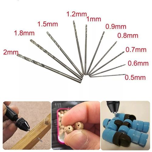 10PC Mini Tiny Micro HSS Twist Drill Bit Set 0.6-2.0mm Hand Craft DIY Kit Tool — image 7