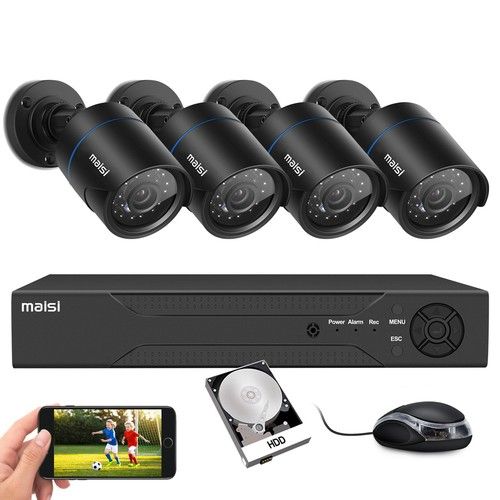 HD 5MP 4CH DVR CCTV Home Outdoor Security Camera System Kit IR with Hard Drive