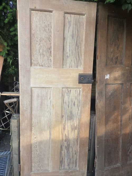 Original Edwardian 4 Panel Pine Internal Doors – Antique Period Doors – Pair — image 2