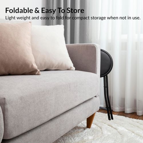 BLACK FOLDING STOOL ROUND FOLDABLE METAL FOR SPACE SAVING STOOLS PADDED SEAT NEW — image 9