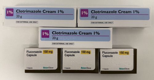 Thrush Treatment Kit 3 Fluconazole 150mg Capsules + 3 Clotrimazole 1% Cream