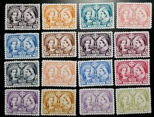 Canada Stamps #50-65 1897 Queen Victoria Diamond Jubilee Replica Set