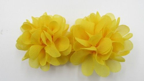 2 X Ladies Girls Flower Hair Clips Chiffon Ribbon Flower Hair Clips On Beak Clip