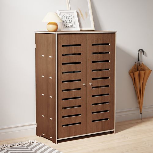 Shoe Cabinet Storage Cupboard Footwear Stand Rack Wooden Double Doors UK — image 9