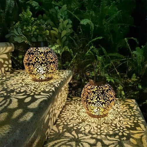 2 Pack Solar Lantern Lights Hanging Outdoor Solar Light for Patio Table Garden