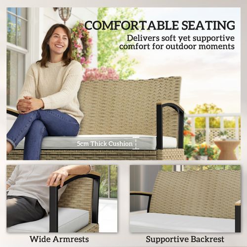 Outsunny 125L Garden Storage Bench, 2 Seater PE Rattan Outdoor Bench — image 7