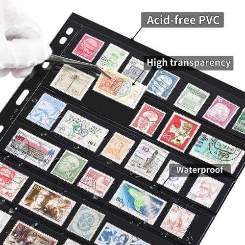 10 Sheets Double-Sided Stamp Album Pages 7 Pockets Collecting Inserts Binder — image 4