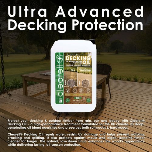 Clearell 20L DECKING OIL | Clear Matt Wood Shed Preserver UV Treatment 20 Litres — image 2