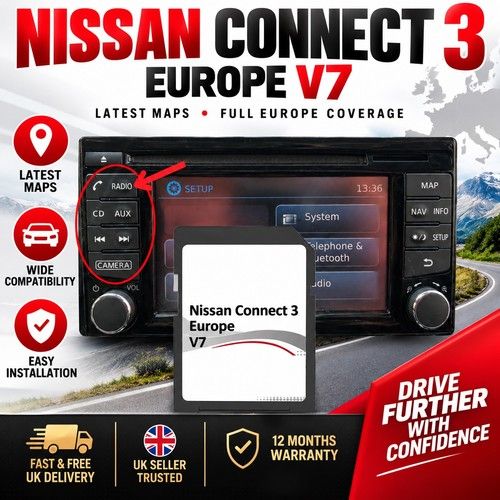 Connect 3 Navigation SD Card GPS UK + Europe v7 JUKE NAVARA NOTE QASHQAI XTRAIL