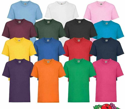 2 x Kids Plain T-shirt  Boys Girls Cotton Tee T-Shirt Fruit of Loom school Pe  — image 4