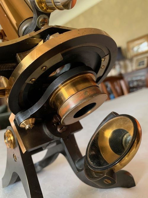 Antique Henry Crouch Histological Brass Microscope - circa 1887, Cased — image 4
