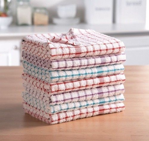 Terry 100% Cotton 40 X 70cm Tea Towels Set Kitchen Dish Cloths Cleaning Drying