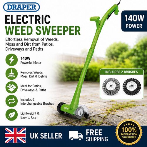 Draper Electric Weed Sweeper 140W Patio Driveway Moss Weed Dirt Remover 84746