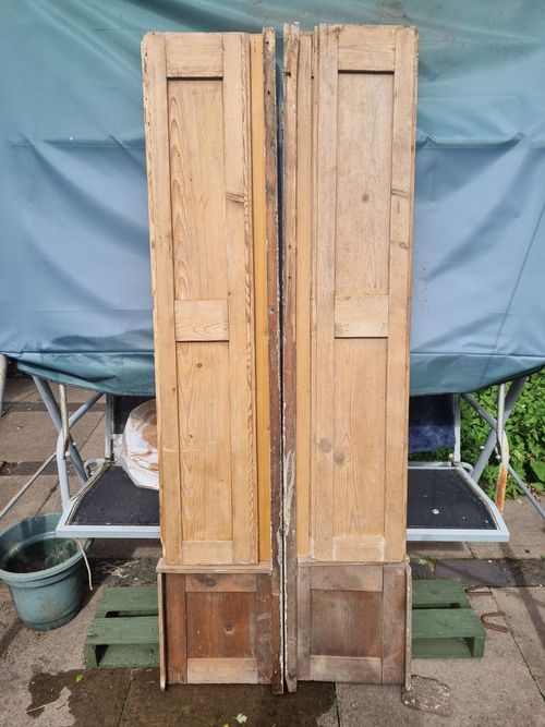 Antique Edwardian Pine Window Shutters Pair of 2 In Excellent Condition — image 8
