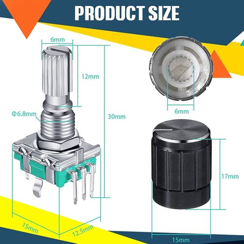 10Pcs EC11 rotary encoder,360 Degree Rotary Encoder Code Switch Push Button EC11 — image 4