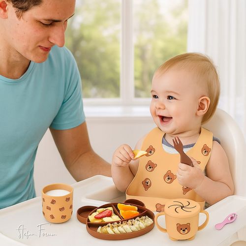 Toddler Weaning Kit Baby Silicone Feeding Set – Teddy Bear Design -  BPA Free — image 6