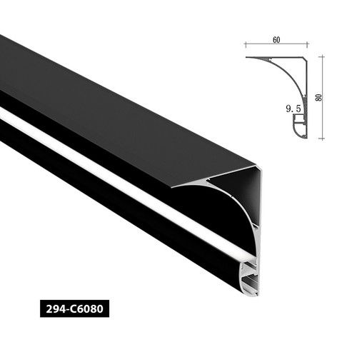 Black 2M Aluminium LED Strip Light Profile Channel Extrusion Housing Track Bar