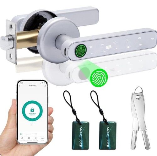 Smart Door Lock 5-in-1 Fingerprint Door Lock Handle Door Knob with Smart APP ...